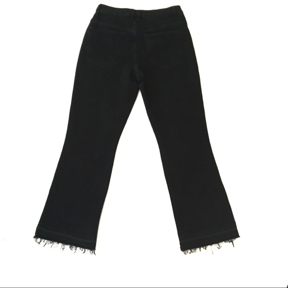 Free People | Black High Rise Raw Hem Crop Jeans - Picture 6 of 8